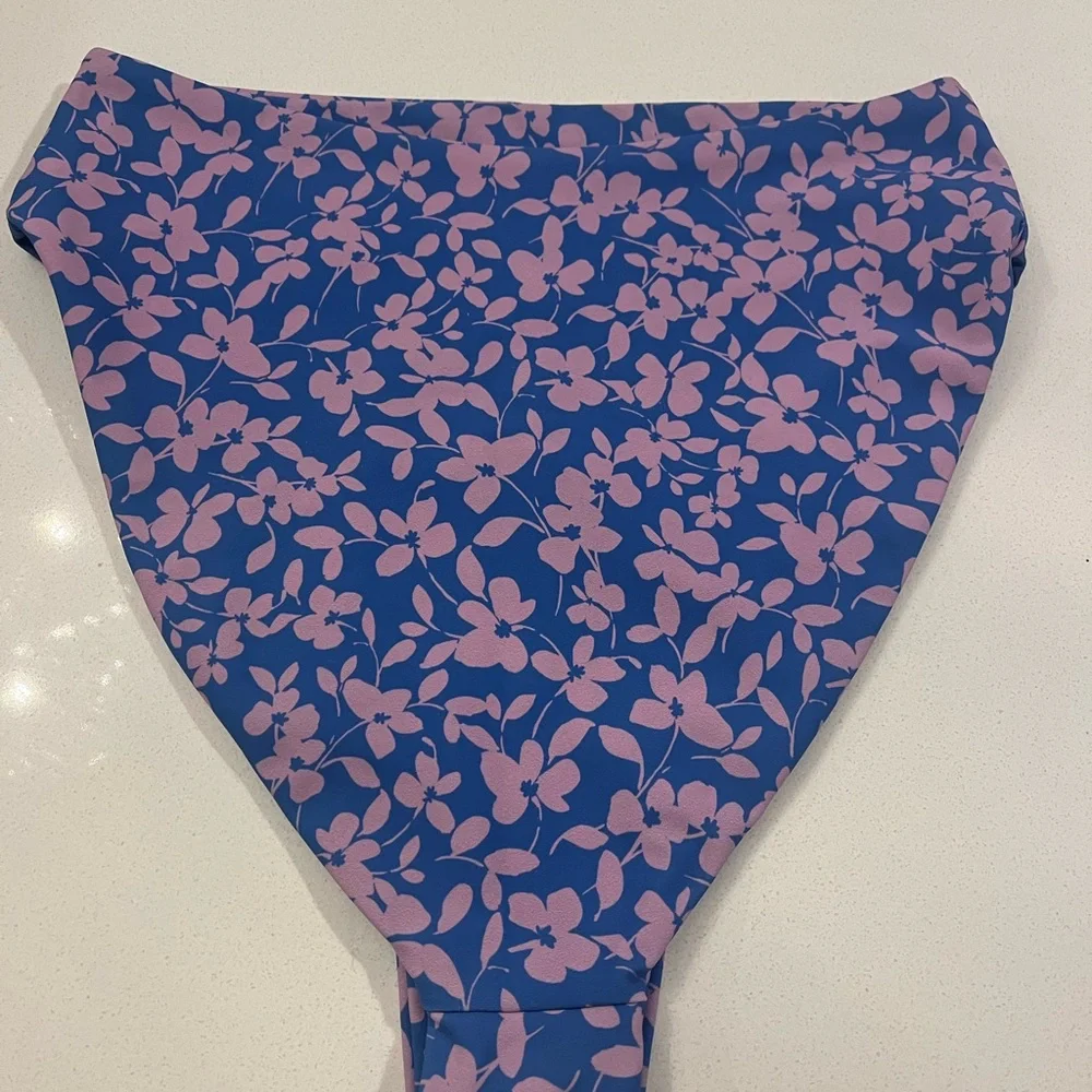 Skatie Blue and Pink Floral Monroe swim bottoms - Picture 1 of 3